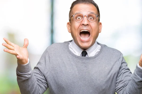 Bussines Mediana Edad Árabe Hombre Con Gafas Sobre Fondo Aislado —  Fotos de Stock