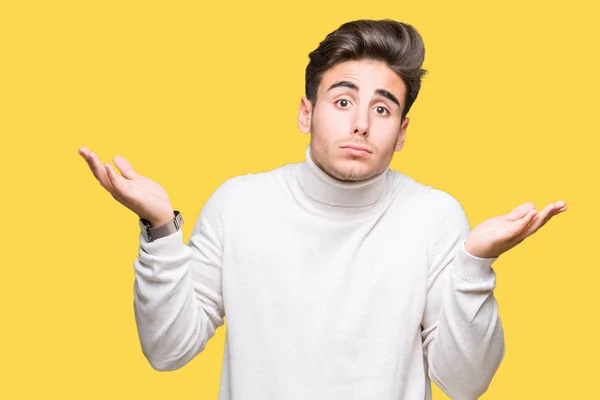 Young Handsome Man Wearing Turtleneck Sweater Isolated Background Clueless Confused — Stock Photo, Image