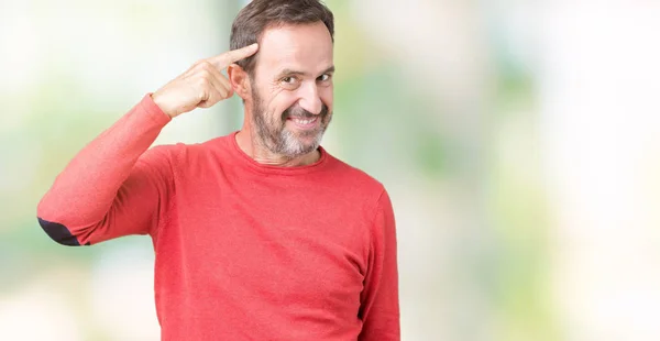 Bello Uomo Anziano Hoary Mezza Età Che Indossa Maglione Invernale — Foto Stock