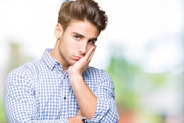 Fiatal Jóképű Üzletember Több Mint Gondolkodó Fáradt Unatkozni Depresszió Problémák — Stock Fotó