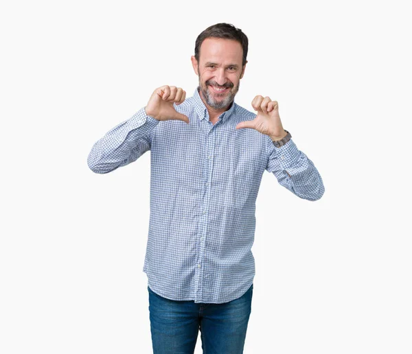 Guapo Mediana Edad Elegante Hombre Mayor Sobre Fondo Aislado Mirando — Foto de Stock