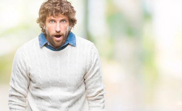 두려워 놀라운 절연된 잘생긴 히스패닉 스웨터 두려움과 — 스톡 사진