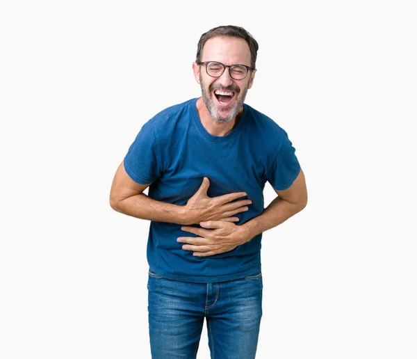 Gutaussehender Älterer Herr Mittleren Alters Mit Brille Vor Isoliertem Hintergrund — Stockfoto