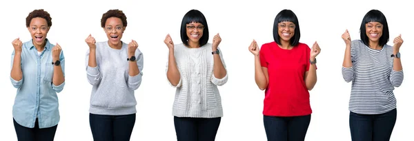 Giovane Donna Afro Americana Con Capelli Afro Sfondo Isolato Che — Foto Stock