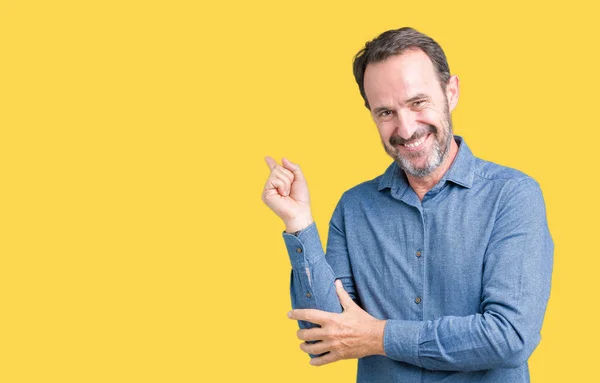 Guapo Mediana Edad Elegante Hombre Mayor Sobre Fondo Aislado Con — Foto de Stock