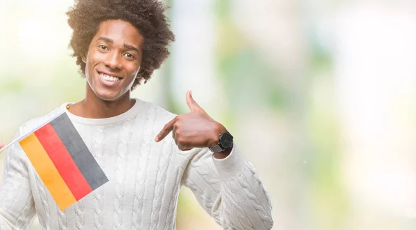 Afro Amerikansk Man Flagga Tyskland Över Isolerade Bakgrund Med Överraskning — Stockfoto