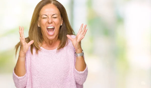 Bella Donna Adulta Mezza Età Indossa Maglione Invernale Sfondo Isolato — Foto Stock