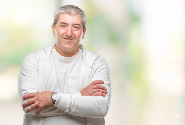 Hombre Mayor Guapo Con Ropa Deportiva Sobre Fondo Aislado Cara —  Fotos de Stock