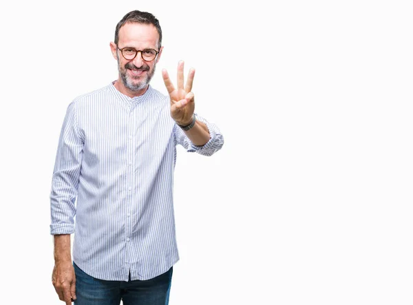 Edad Media Hoary Hombre Mayor Con Gafas Sobre Fondo Aislado — Foto de Stock