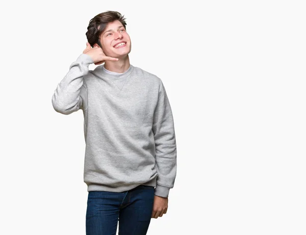 Young Handsome Sporty Man Wearing Sweatshirt Isolated Background Smiling Doing — Stock Photo, Image