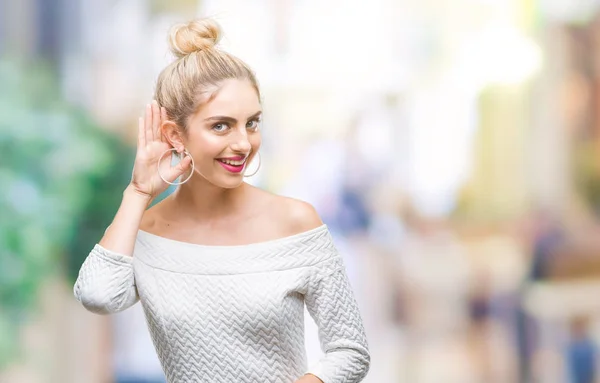 Joven Hermosa Rubia Ojos Azules Mujer Sobre Fondo Aislado Sonriendo — Foto de Stock