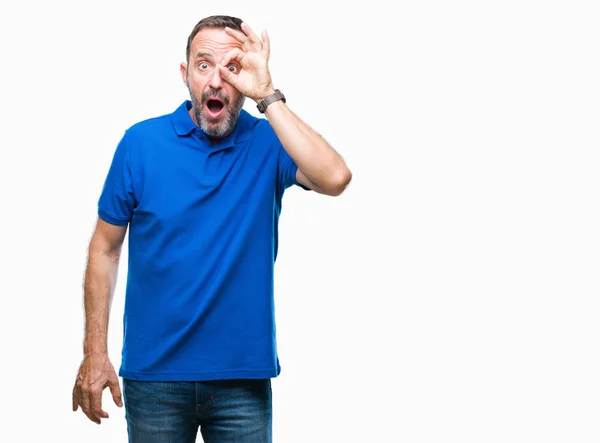 Middle Age Hoary Senior Man Isolated Background Doing Gesture Shocked — Stock Photo, Image