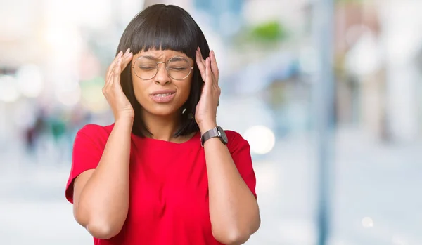 Piękne Młode Noszenie Okularów African American Kobieta Białym Tle Ręcznie — Zdjęcie stockowe