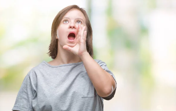 Jonge Volwassen Vrouw Met Het Syndroom Van Geïsoleerde Achtergrond Schreeuwen — Stockfoto