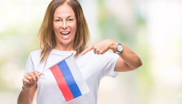 Rusya Nın Bayrak Izole Arka Plan Üzerinde Çok Mutlu Parmak — Stok fotoğraf