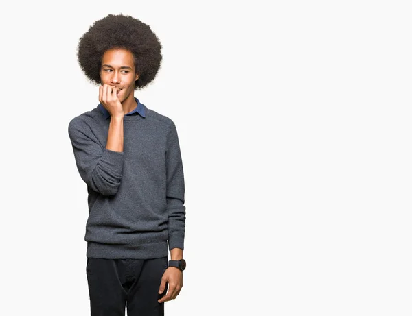 Jovem Homem Negócios Afro Americano Com Cabelo Afro Parecendo Estressado — Fotografia de Stock