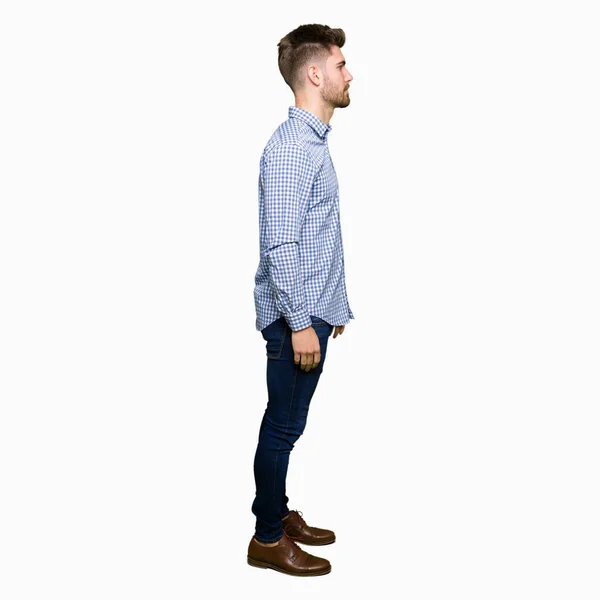 Young Handsome Bussines Man Looking Side Relax Profile Pose Natural — Stock Photo, Image