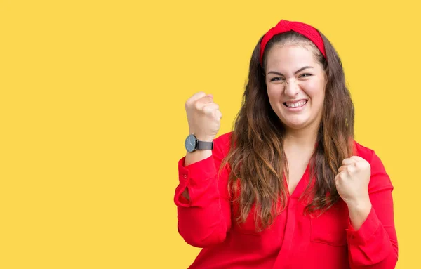 Mooi Grootte Jonge Vrouw Geïsoleerde Achtergrond Erg Blij Opgewonden Doet — Stockfoto