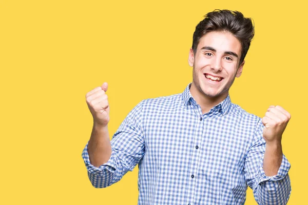 Joven Hombre Negocios Guapo Sobre Fondo Aislado Celebrando Sorprendido Sorprendido —  Fotos de Stock