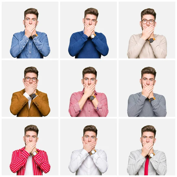 Collage Handsome Young Business Man Wearing Different Looks White Isolated — Stock Photo, Image