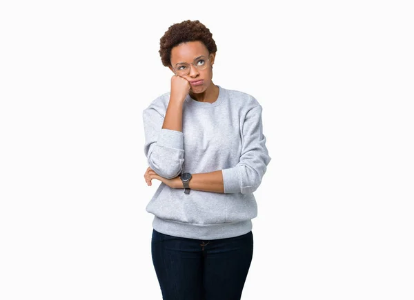 Genç Güzel Afrikalı Amerikalı Kadın Seyir Yorgun Bıkkın Ile Depresyon — Stok fotoğraf