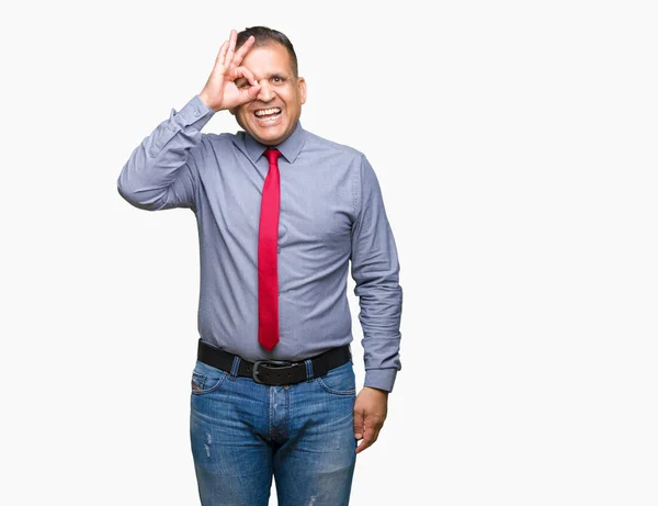 Middle Age Arab Man Wearing Red Tie Isolated Background Doing — Stock Photo, Image