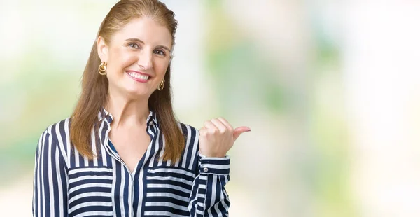 Middle Age Mature Business Woman Isolated Background Smiling Happy Face — Stock Photo, Image