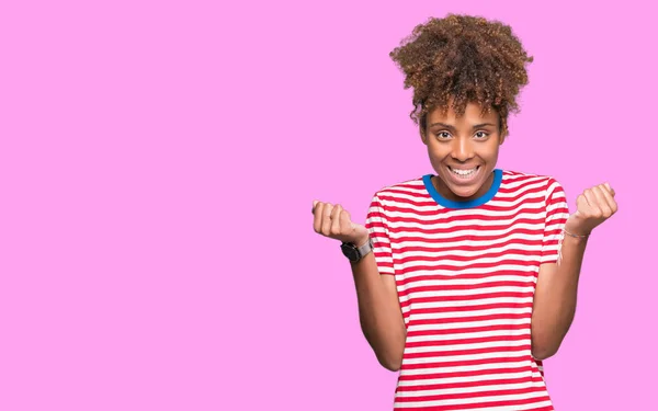 Beautiful Young African American Woman Isolated Background Celebrating Surprised Amazed — Stock Photo, Image