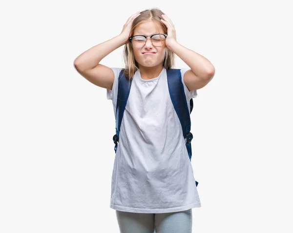 Genç Güzel Akıllı Öğrenci Kız Sırt Çantası Giyiyor Çünkü Umutsuz — Stok fotoğraf