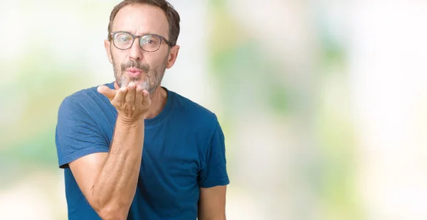 Bello Mezza Età Hoary Anziano Uomo Indossa Occhiali Sfondo Isolato — Foto Stock