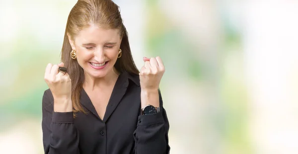 Schöne Reife Geschäftsfrau Mittleren Alters Über Isolierten Hintergrund Sehr Glücklich — Stockfoto
