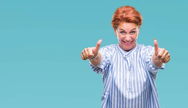 Atrractive Senior Caucasian Redhead Woman Isolated Background Approving Doing Positive — Stock Photo, Image