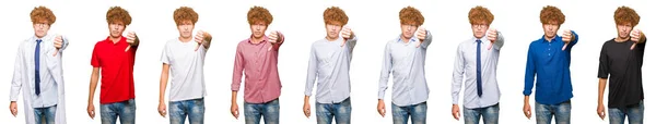 Collage Young Man Wearing Different Looks Isolated White Background Looking — Stock Photo, Image
