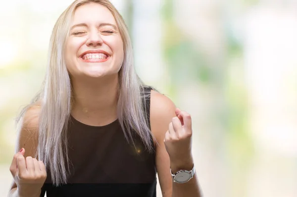 Young Blonde Woman Isolated Background Very Happy Excited Doing Winner — Stock Photo, Image