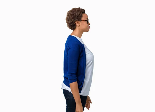 Young Beautiful African American Woman Wearing Glasses Isolated Background Looking — Stock Photo, Image