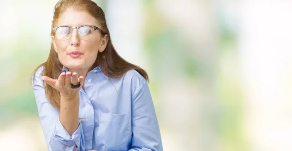 Schöne Reife Geschäftsfrau Mittleren Alters Die Eine Brille Über Isoliertem — Stockfoto