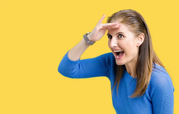 Schöne Reife Frau Mittleren Alters Winterpullover Über Isoliertem Hintergrund Sehr — Stockfoto