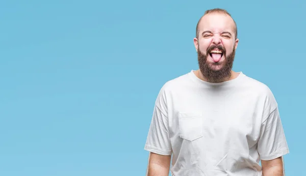 Man Van Jonge Kaukasische Hipster Dragen Casual Shirt Geïsoleerde Achtergrond — Stockfoto