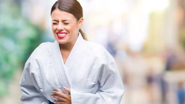 Junge Schöne Frau Trägt Karate Kimono Uniform Über Isoliertem Hintergrund — Stockfoto