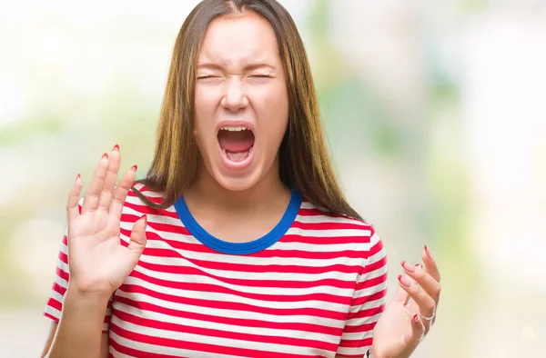 Young Caucasian Beautiful Woman Isolated Background Crazy Mad Shouting Yelling — Stock Photo, Image