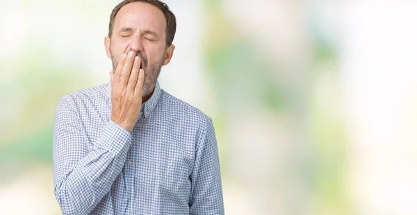 Handsome Middle Age Elegant Senior Man Isolated Background Bored Yawning — Stock Photo, Image