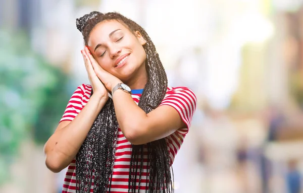 Young Braided Hair African American Girl Isolated Background Sleeping Tired — Stock Photo, Image