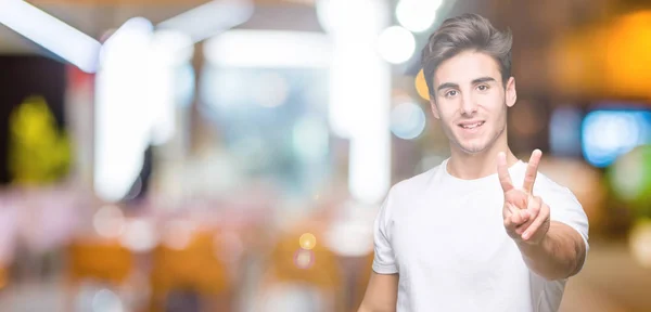 Young Handsome Man Wearing White Shirt Isolated Background Showing Pointing — Stock Photo, Image