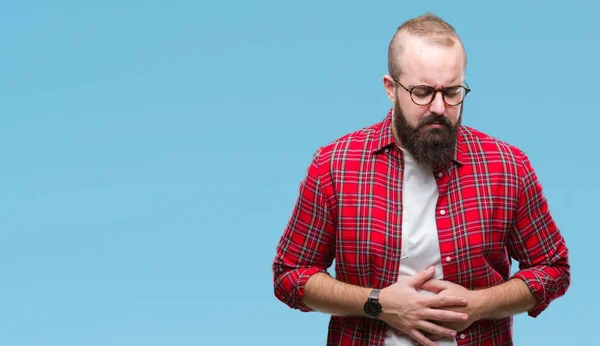 Joven Hombre Hipster Caucásico Con Gafas Sobre Fondo Aislado Con —  Fotos de Stock