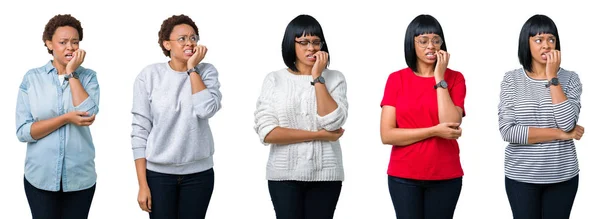 Jonge African American Vrouw Met Afro Haar Geïsoleerde Achtergrond Zoek — Stockfoto