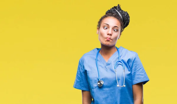 Fiatal Fonott Haj Afro Amerikai Lány Hivatásos Sebész Arcára Elszigetelt — Stock Fotó
