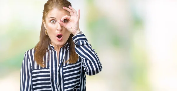 Middle Age Mature Business Woman Isolated Background Doing Gesture Shocked — Stock Photo, Image