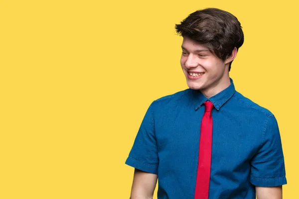 Junger Gutaussehender Geschäftsmann Mit Roter Krawatte Über Isoliertem Hintergrund Der — Stockfoto