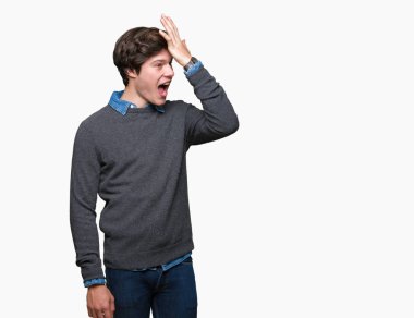 İzole arka kafasına hata için el ile sürpriz genç yakışıklı zarif adam hata hatırlıyorum. Unuttum, kötü bellek kavramı.