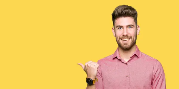 Jonge Knappe Business Casual Man Die Lacht Met Blij Gezicht — Stockfoto